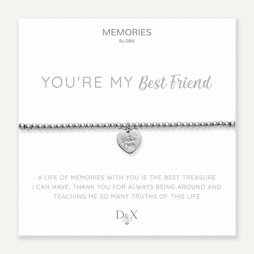 Memories: "YOU'RE MY BEST FRIEND" | Heart Bracelet | White Gold-Plated