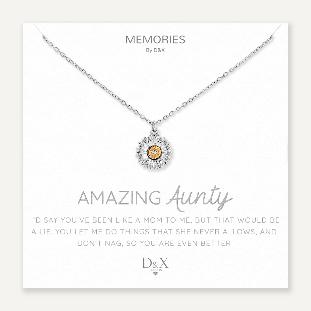 Memories: "AMAZING AUNTY" | Flower Necklace | White Gold-Plated | Multi-Colour