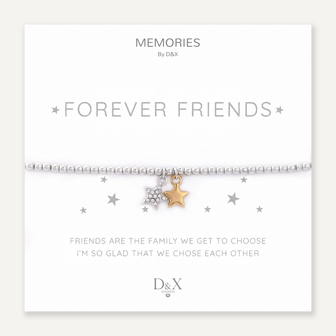 Memories: "FOREVER FRIENDS" | Duo Star Bracelet | White Gold & 18K Gold-Plated