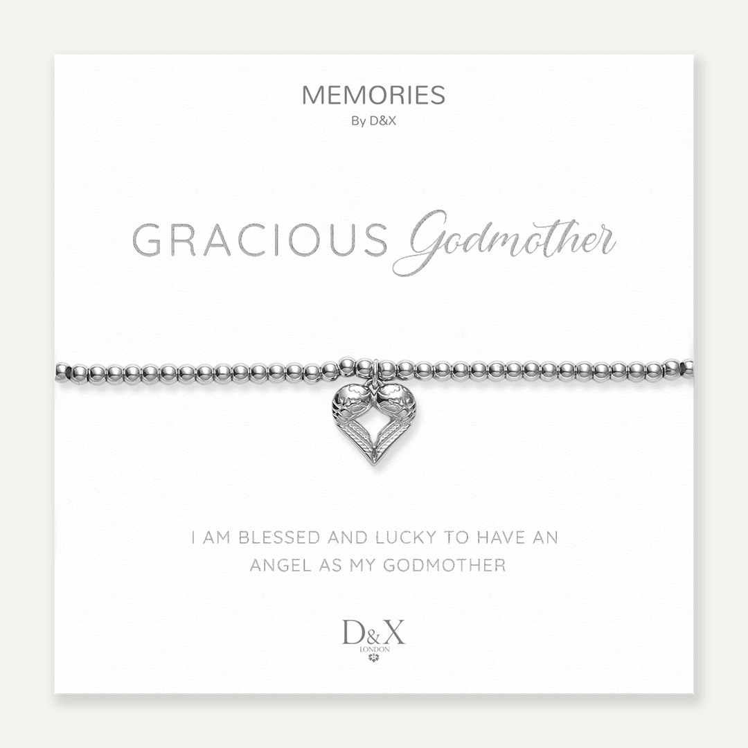 Memories: "GRACIOUS GODMOTHER" | Heart Bracelet | White Gold-Plated