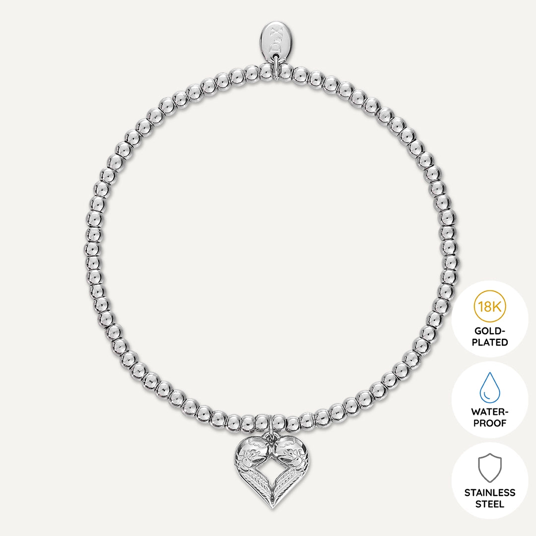 Memories: "GRACIOUS GODMOTHER" | Heart Bracelet | White Gold-Plated