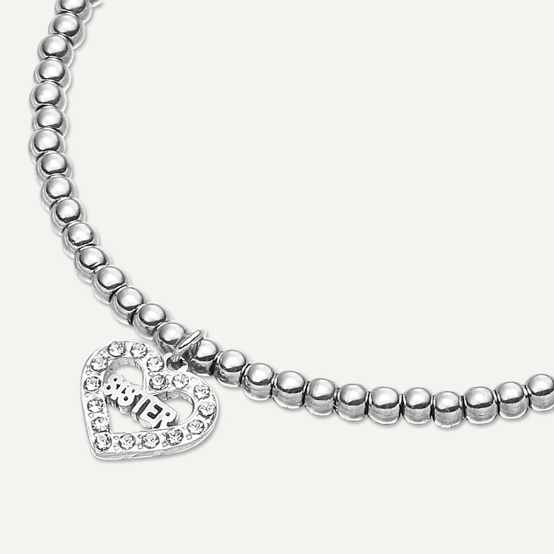 Memories: "WONDERFUL SISTER" | Heart Bracelet | White Gold-Plated