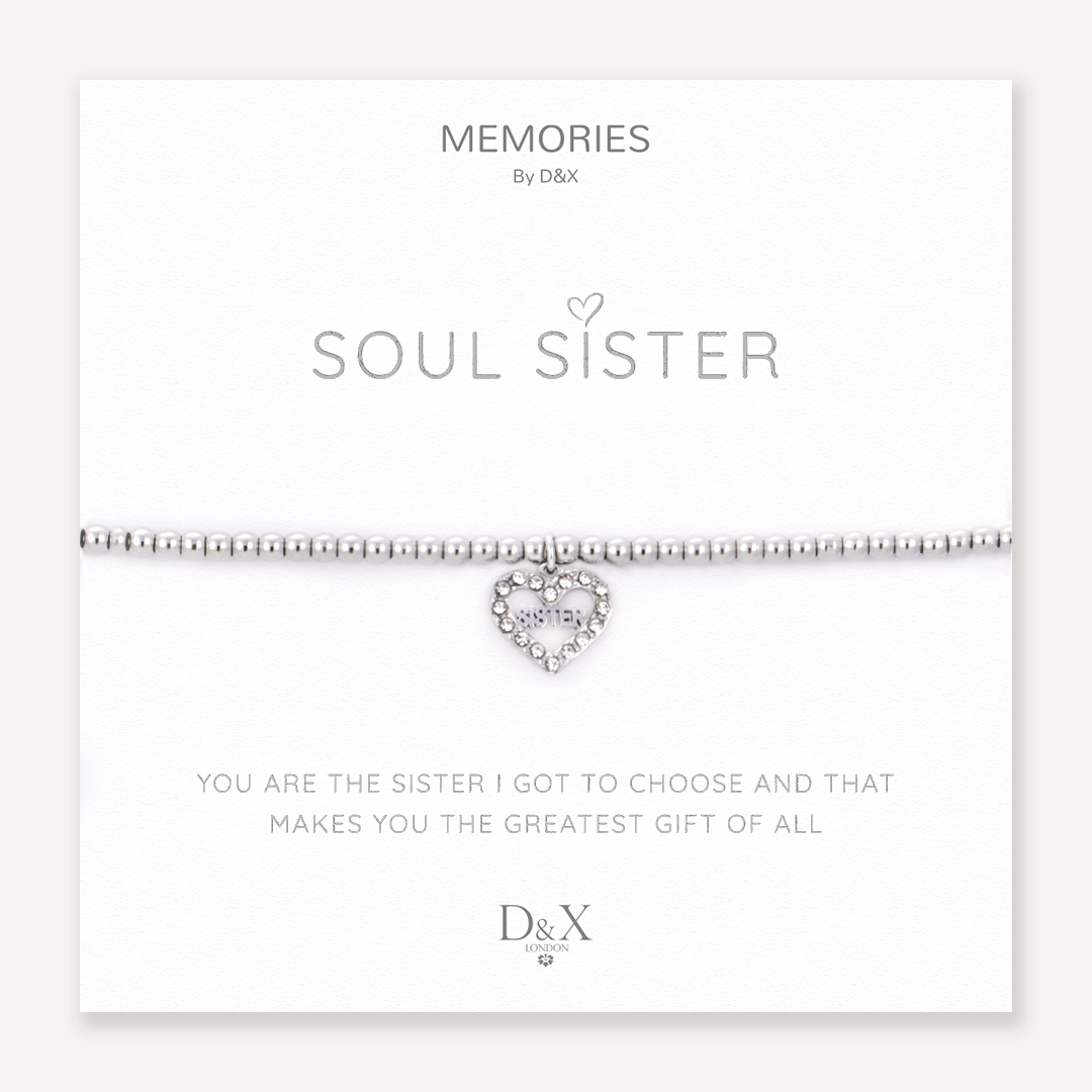 Memories: "SOUL SISTER" | Heart Bracelet | White Gold-Plated