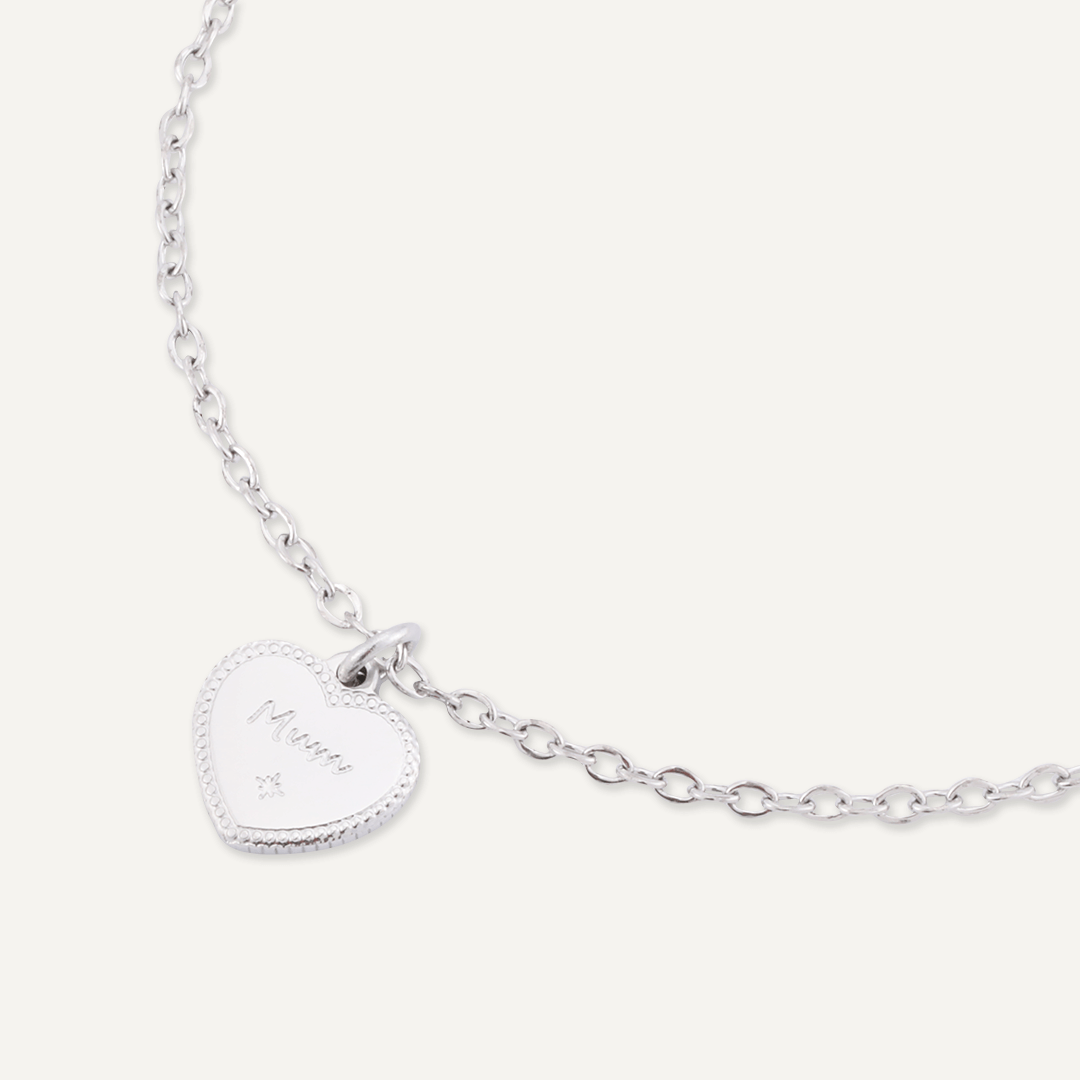 Memories: "WONDERFUL MUM" | Heart Bracelet | White Gold-Plated