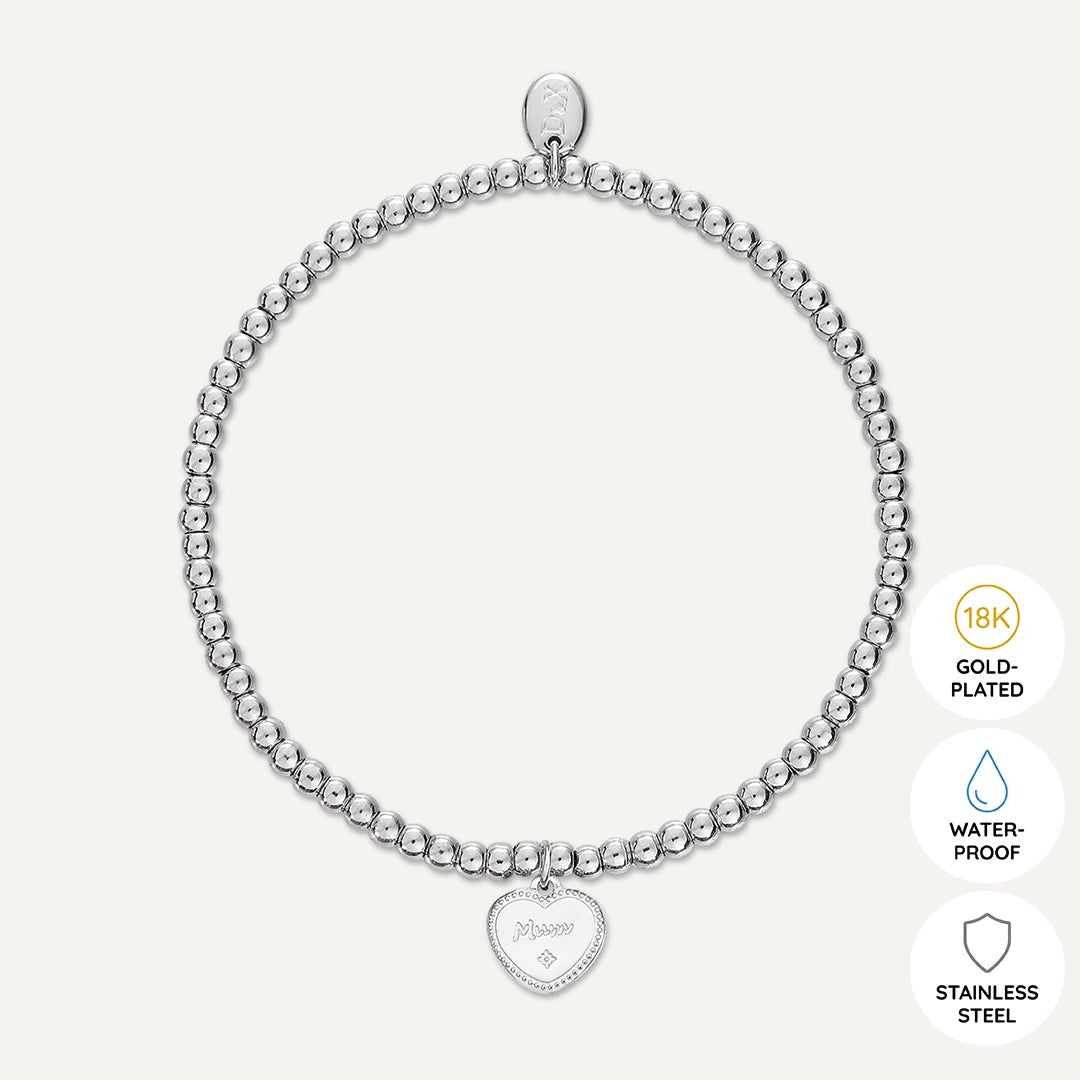 Memories: "WONDERFUL MUM" | Heart Bracelet | White Gold-Plated