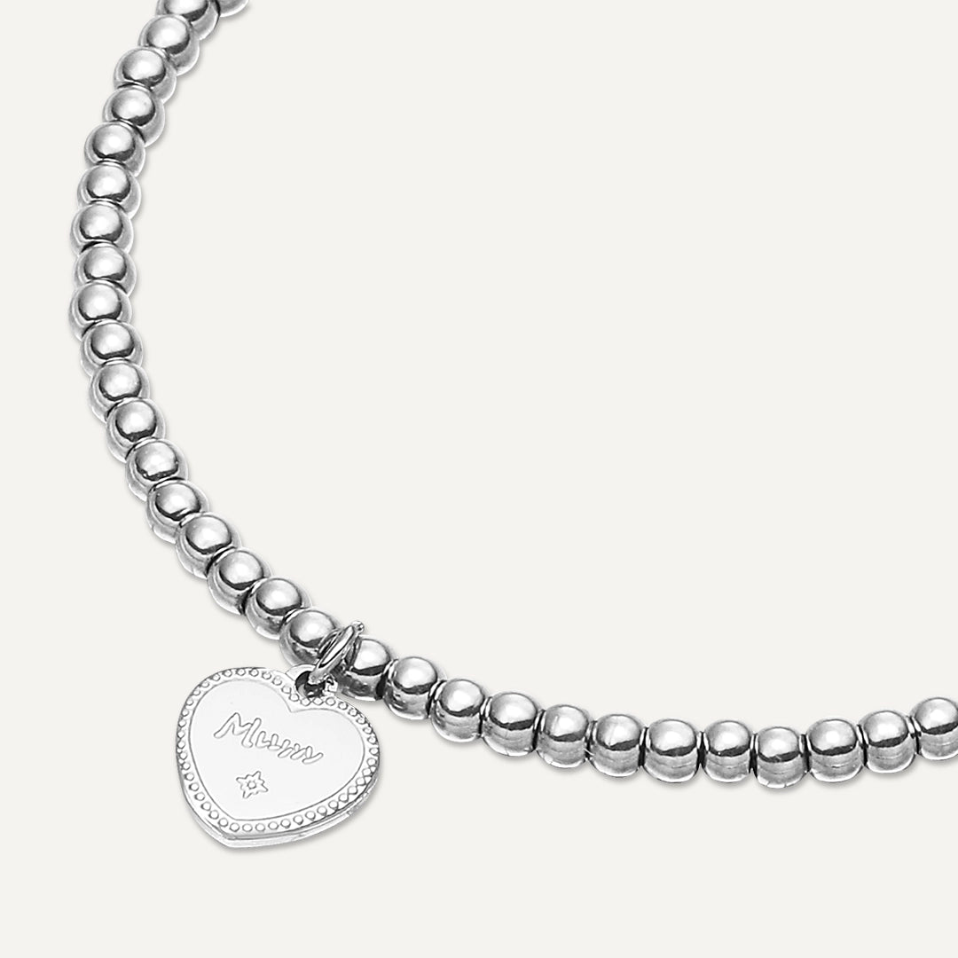 Memories: "WONDERFUL MUM" | Heart Bracelet | White Gold-Plated
