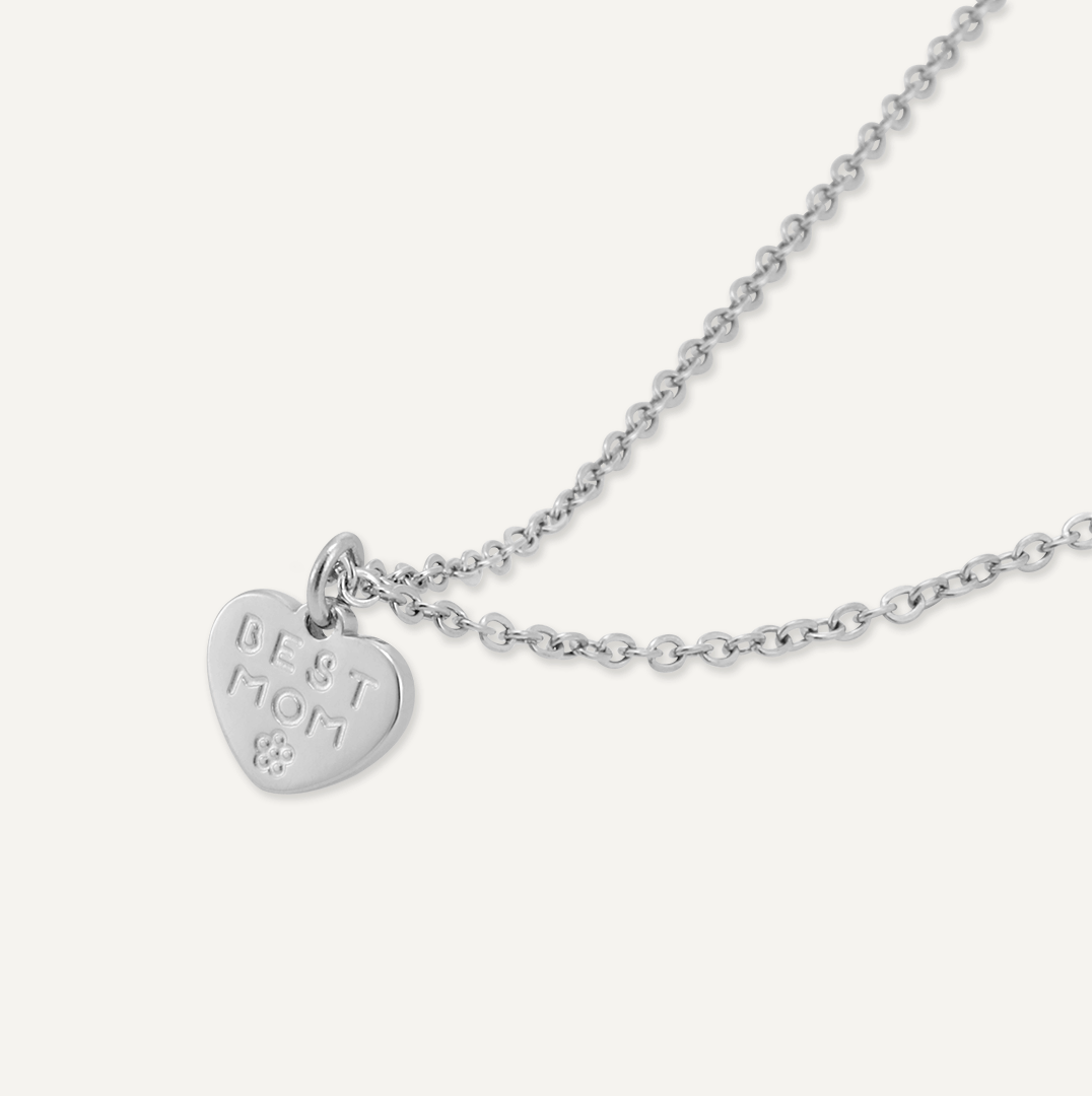 Memories: "WONDERFUL MUM" | Heart Necklace | White Gold-Plated