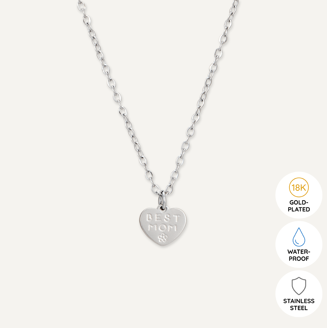 Memories: "WONDERFUL MUM" | Heart Necklace | White Gold-Plated