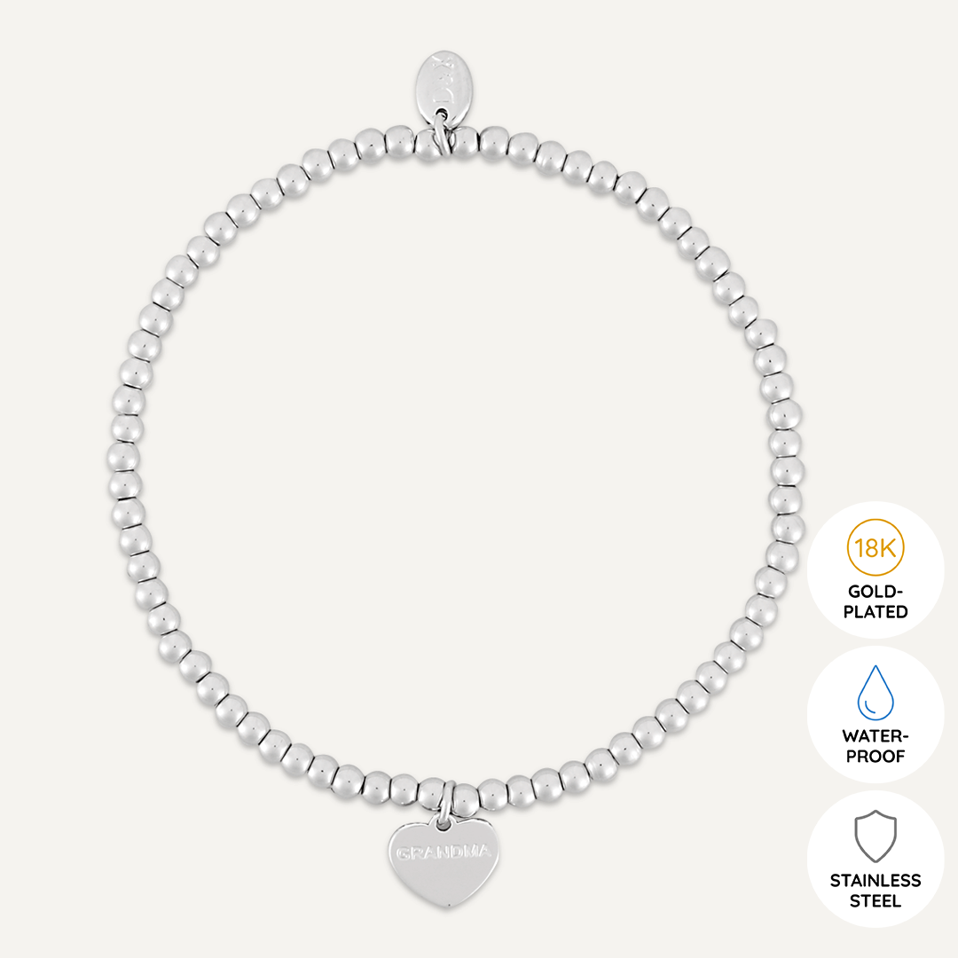 Memories: "WONDERFUL GRANDMA" | Heart Bracelet | White Gold-Plated