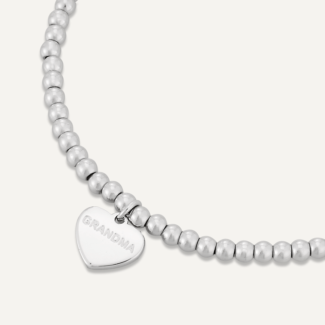 Memories: "WONDERFUL GRANDMA" | Heart Bracelet | White Gold-Plated