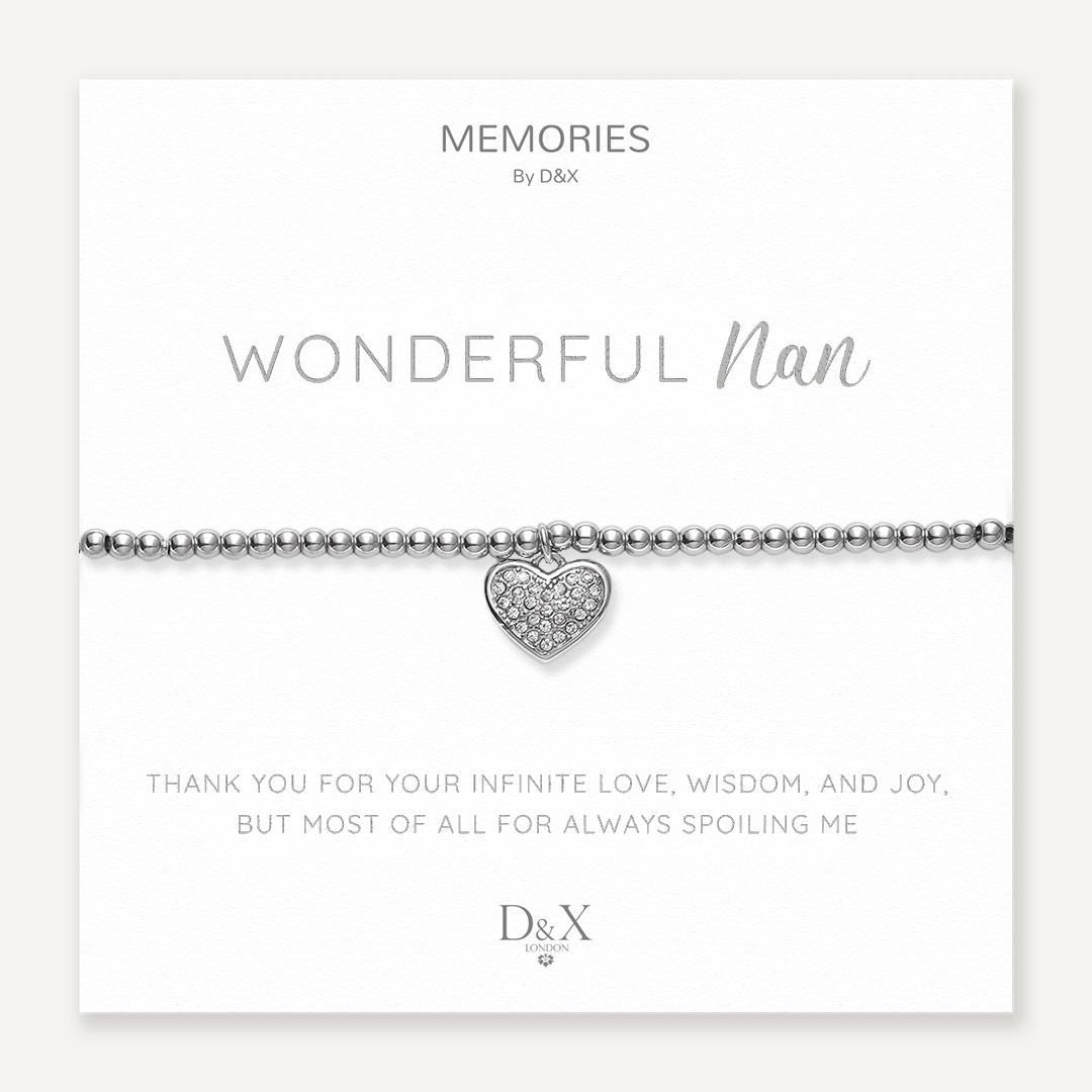 Memories: "WONDERFUL NAN" | Heart Bracelet | White Gold-Plated