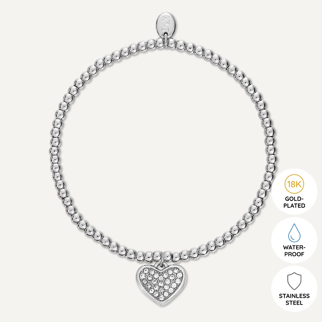 Memories: "WONDERFUL NAN" | Heart Bracelet | White Gold-Plated