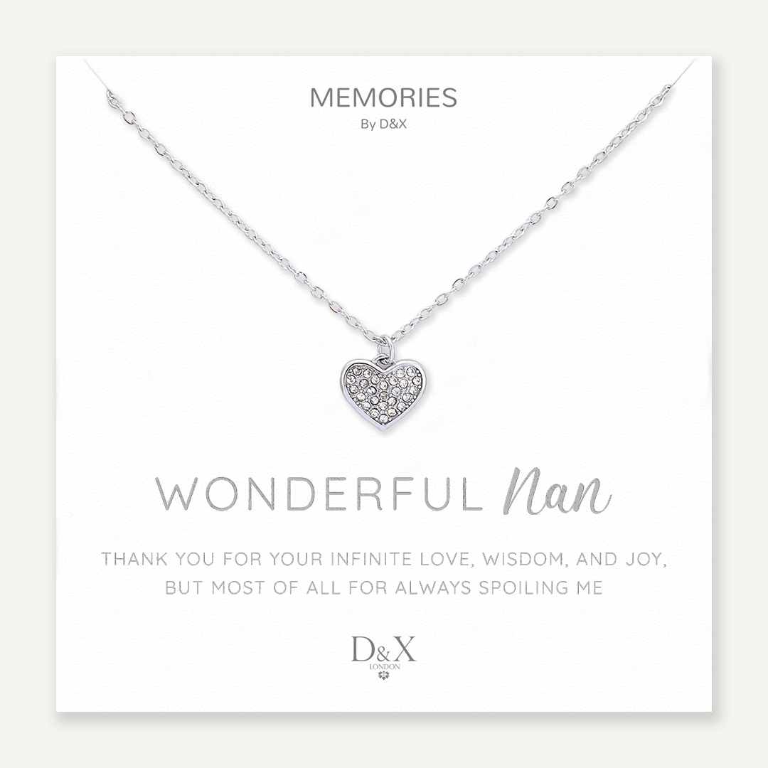 Memories: "WONDERFUL NAN" | Heart Necklace | White Gold-Plated