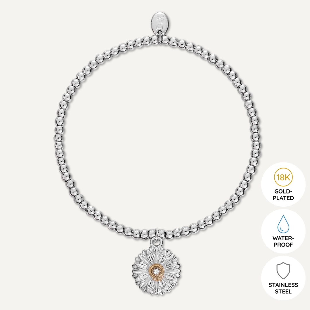 Memories: "SPECIAL GRANDDAUGHTER" | Flower Bracelet | White Gold-Plated | Multi-Colour