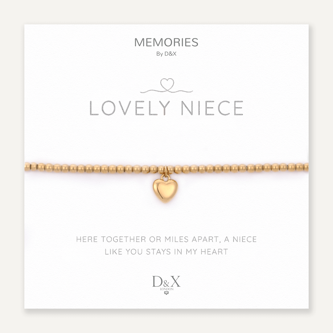 Memories: "LOVELY NIECE" | Heart Bracelet | 18K Gold-Plated