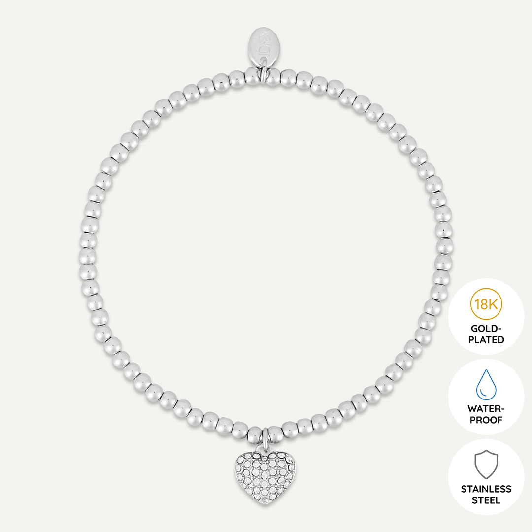 Memories: "AMAZING STEP MUM" | Heart Bracelet | White Gold-Plated