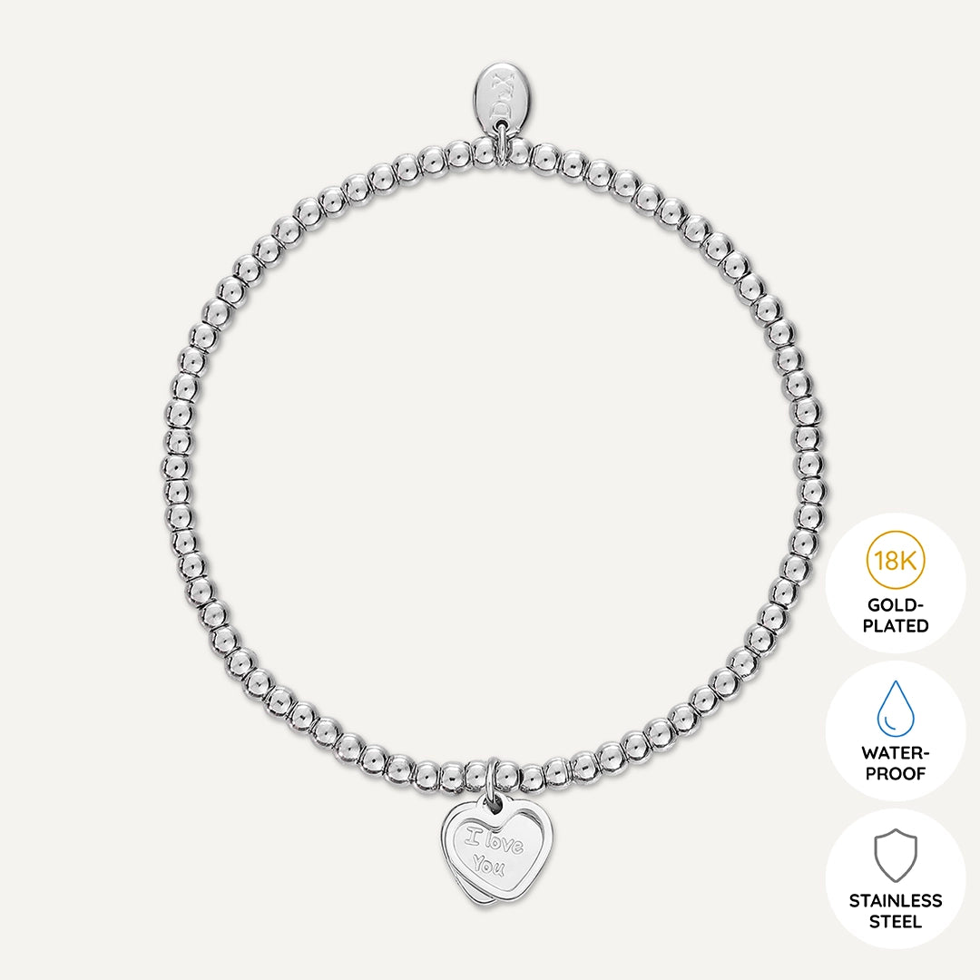 Memories: "WONDERFUL WIFE" | Heart Bracelet | White Gold-Plated