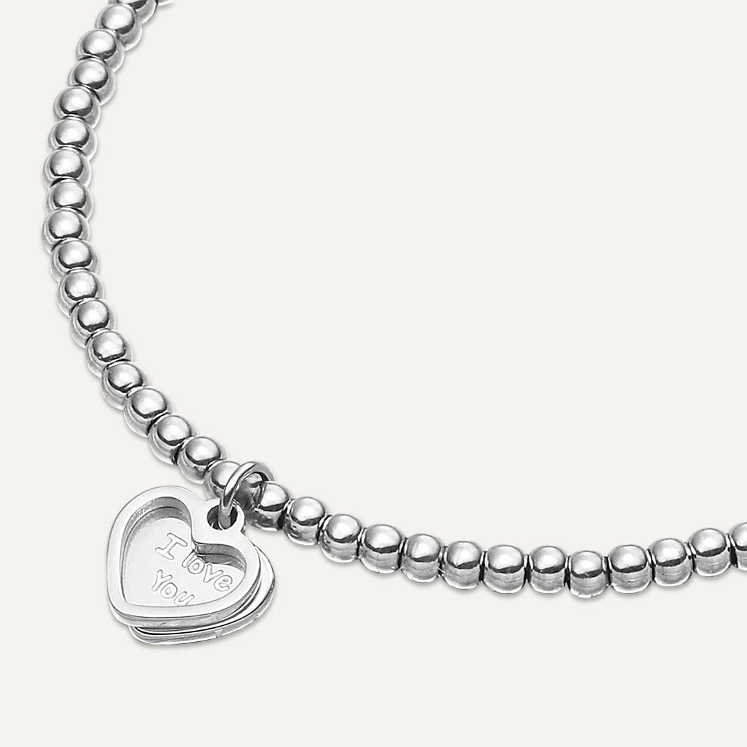 Memories: "WONDERFUL WIFE" | Heart Bracelet | White Gold-Plated