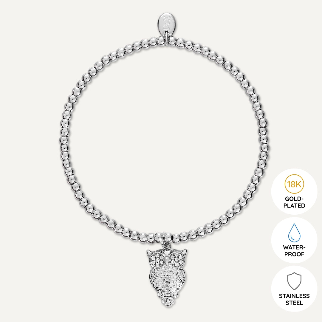 Memories: "BEST TEACHER" | Owl Bracelet | White Gold-Plated