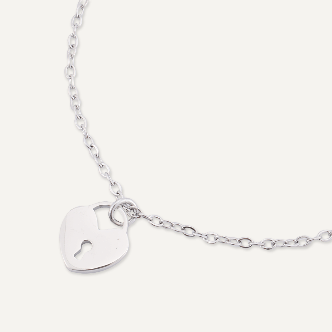 Memories: "CONGRATULATIONS ON YOUR ENGAGEMENT" | Heart Lock Bracelet | White Gold-Plated