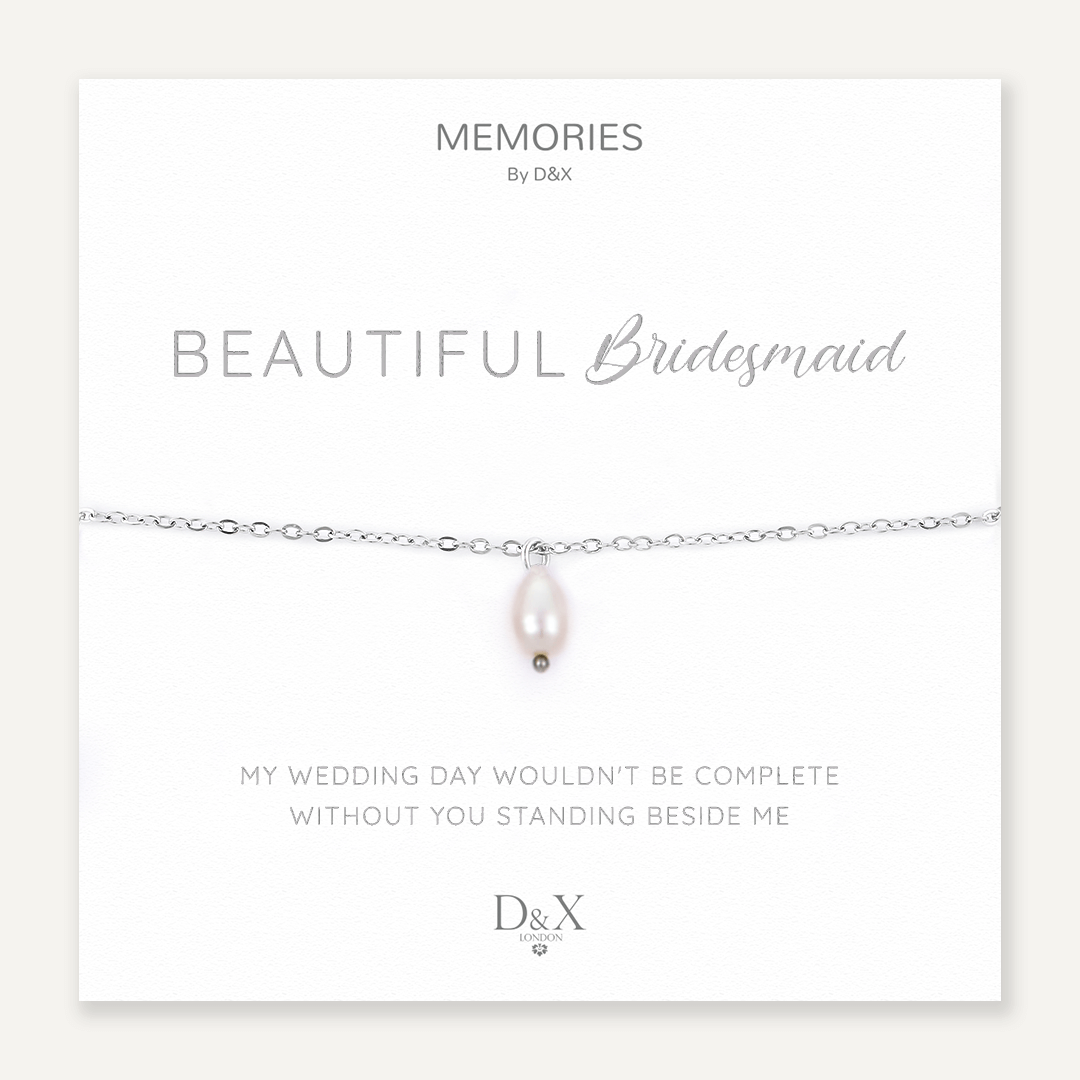 Memories: "BEAUTIFUL BRIDESMAID" | Pearl Bracelet | White Gold-Plated