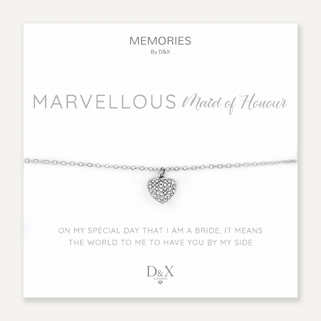 Memories: "MARVELLOUS MAID OF HONOUR" | Heart Bracelet | White Gold-Plated