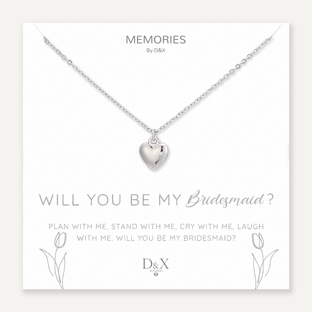 Memories: "WILL YOU BE MY BRIDESMAID?" | Heart Necklace | White Gold-Plated