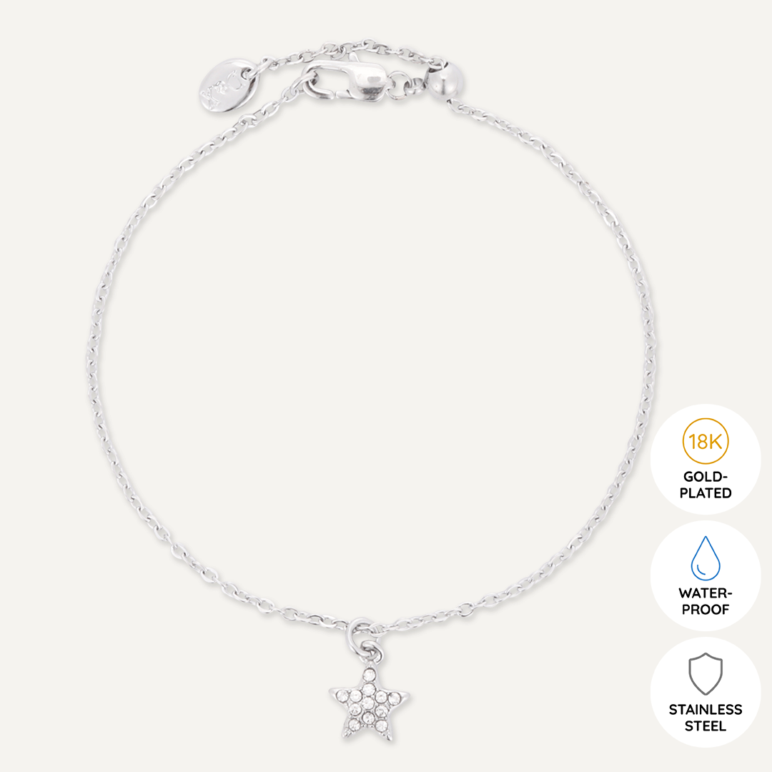 Memories: "THANK YOU FOR BEING MY BRIDESMAID" | Star Bracelet | White Gold-Plated