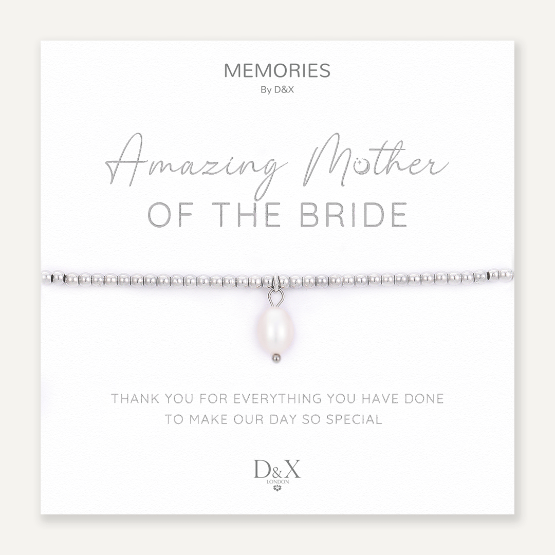 Memories: "AMAZING MOTHER OF THE BRIDE" | Pearl Bracelet | White Gold-Plated