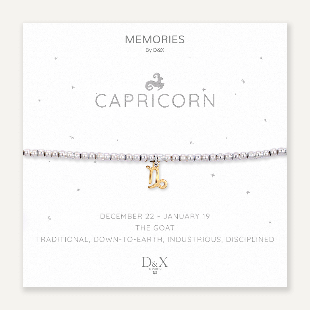 Memories: "CAPRICORN" | The Goat Bracelet | White Gold & 18K Gold-Plated