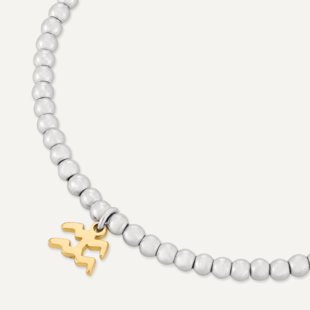 Memories: "AQUARIUS" | The Water Bearer Bracelet | White Gold & 18K Gold-Plated