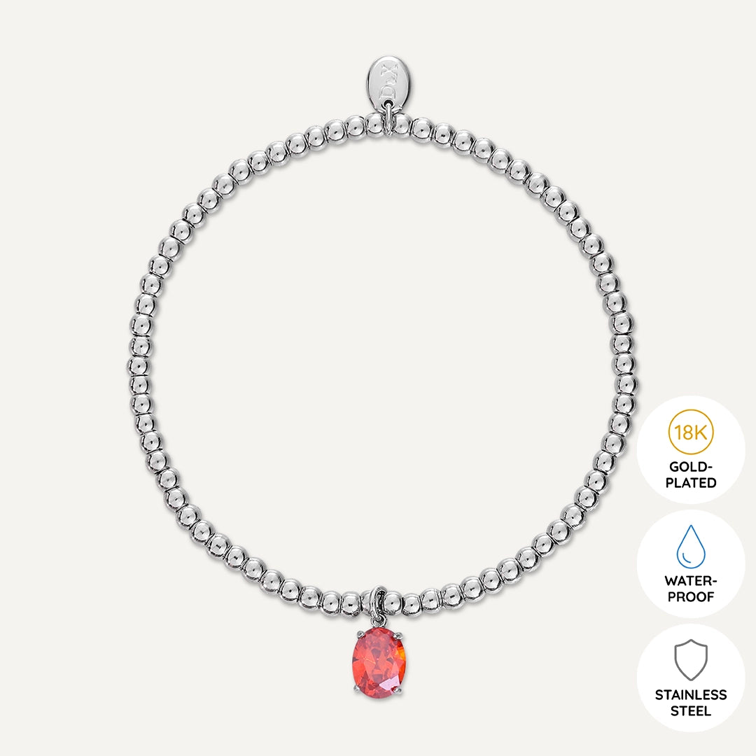 Memories: "JANUARY" | Garnet Bracelet | White Gold-Plated