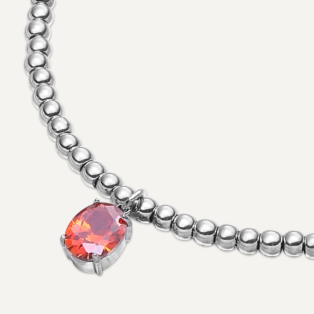 Memories: "JANUARY" | Garnet Bracelet | White Gold-Plated