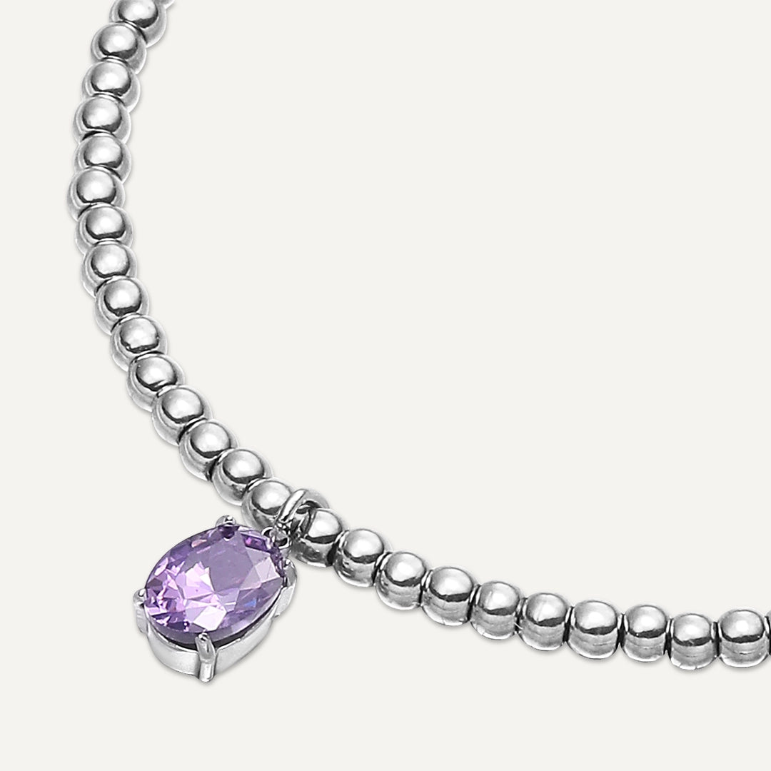 Memories: "FEBRUARY" | Amethyst Bracelet | White Gold-Plated