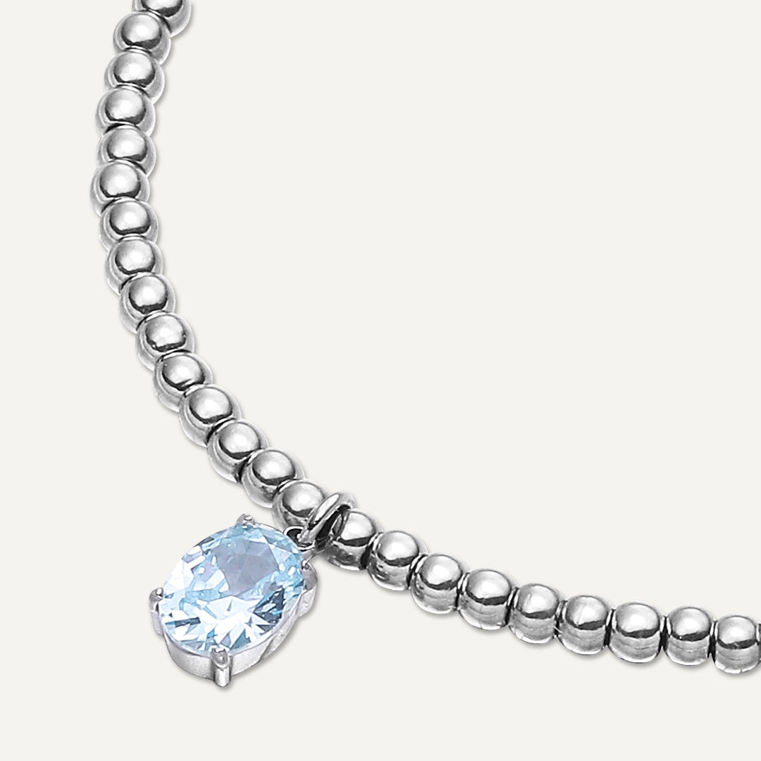 Memories: "MARCH" | Aquamarine Bracelet | White Gold-Plated