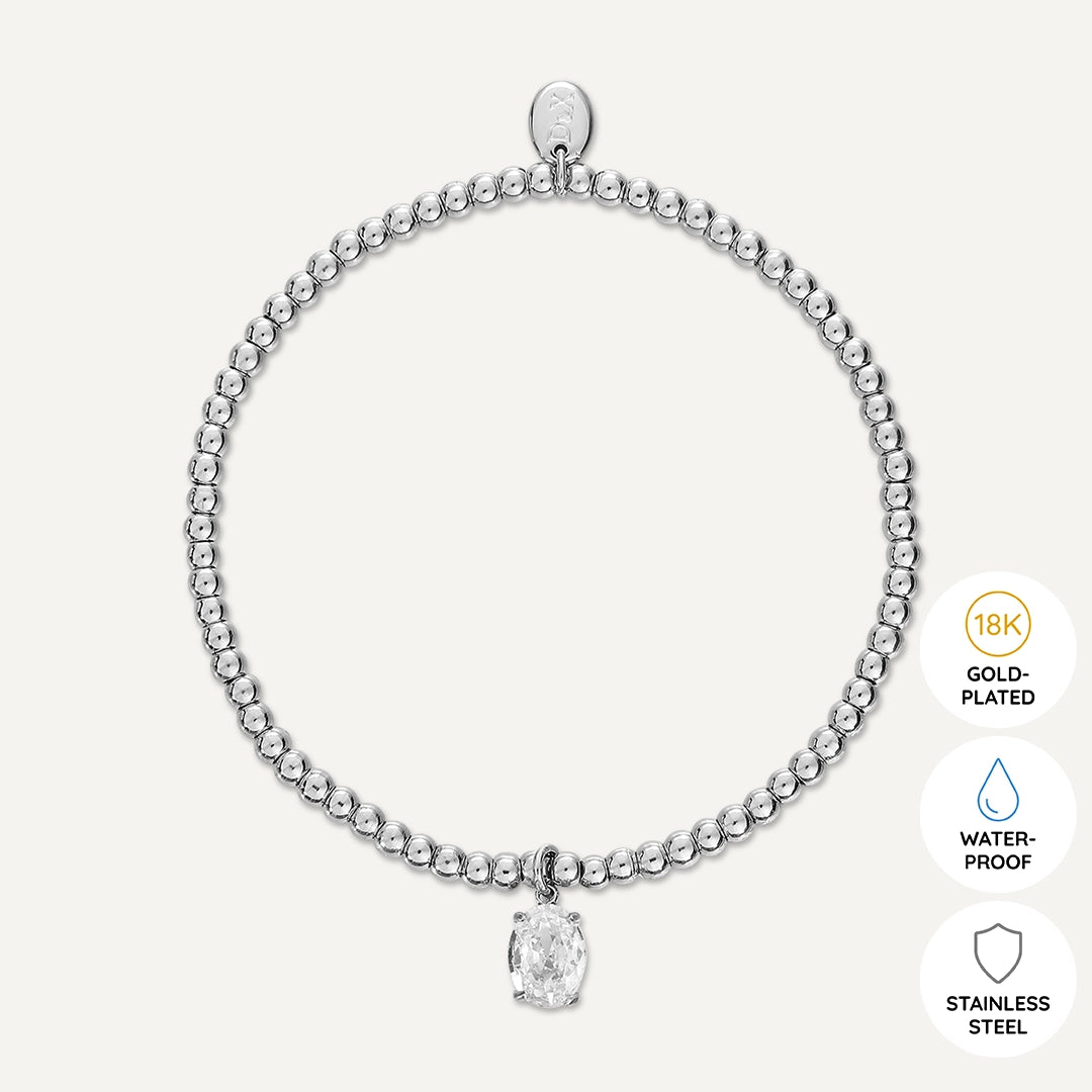 Memories: "APRIL" | Diamond Bracelet | White Gold-Plated