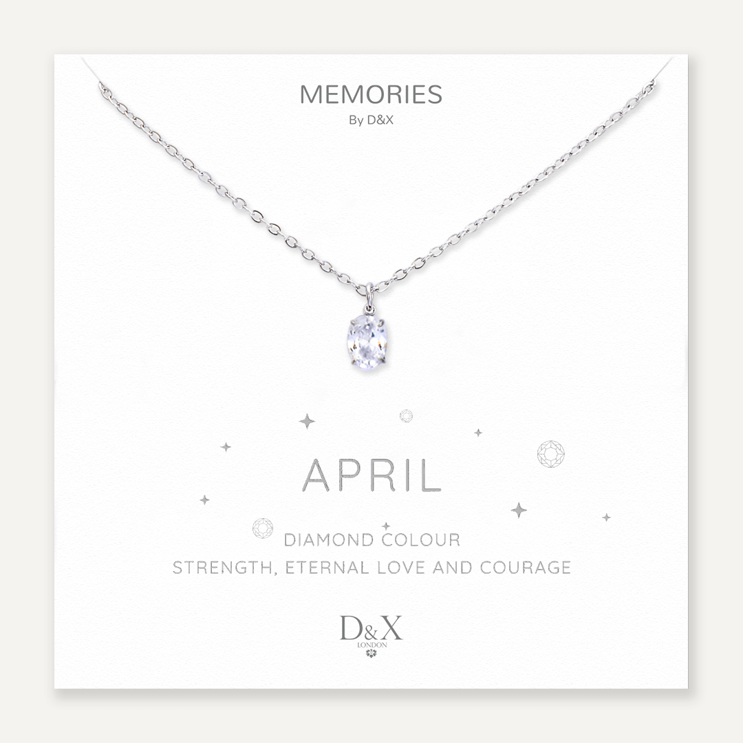 Memories: "APRIL" | Diamond Necklace | White Gold-Plated