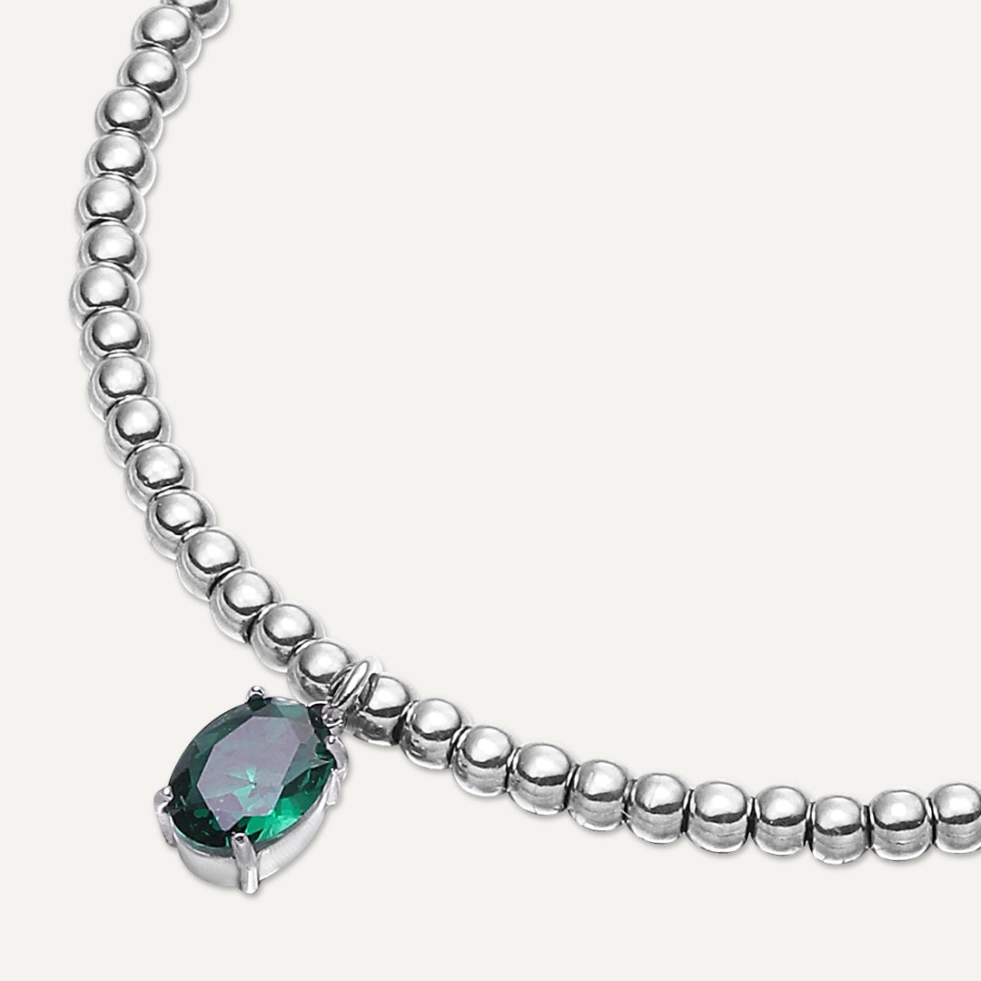 Memories: "MAY" | Emerald Bracelet | White Gold-Plated