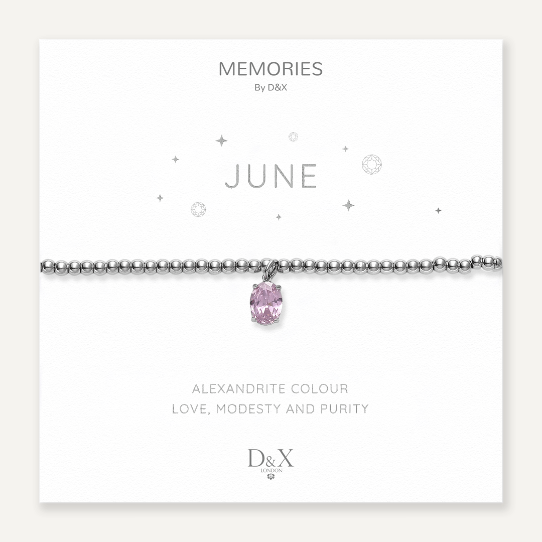 Memories: "JUNE" | Alexandrite Bracelet | White Gold-Plated