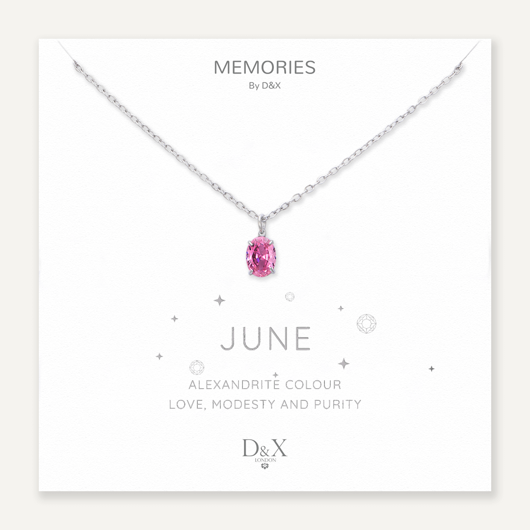 Memories: "JUNE" | Alexandrite Necklace | White Gold-Plated