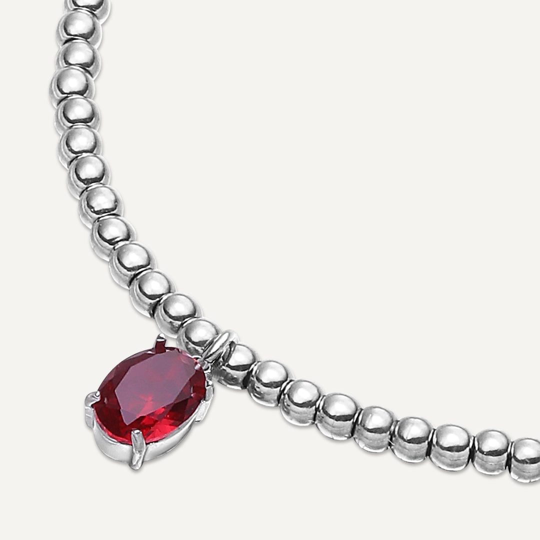 Memories: "JULY" | Ruby Bracelet | White Gold-Plated
