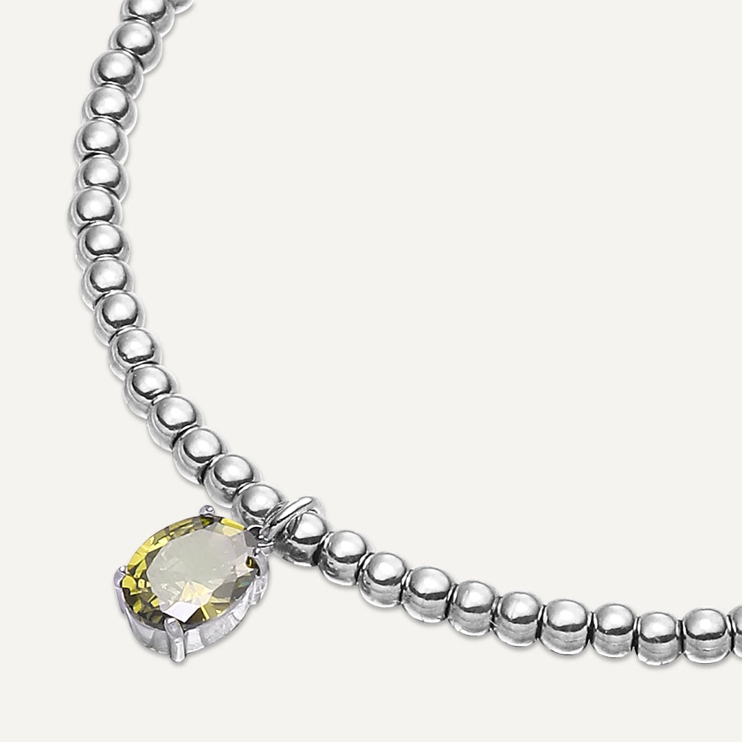 Memories: "AUGUST" | Peridot Bracelet | White Gold-Plated