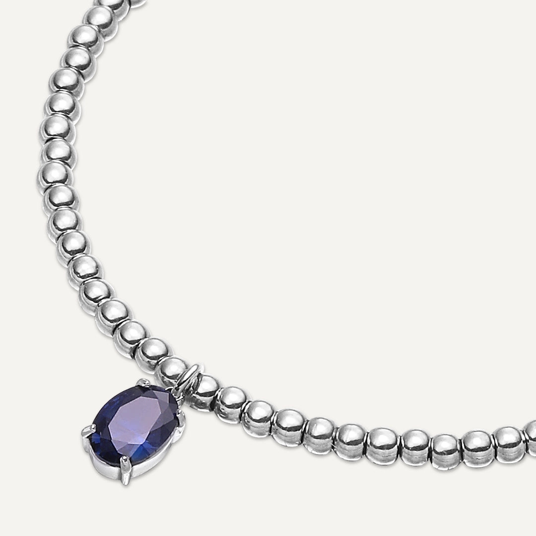 Memories: "SEPTEMBER" | Sapphire Bracelet | White Gold-Plated
