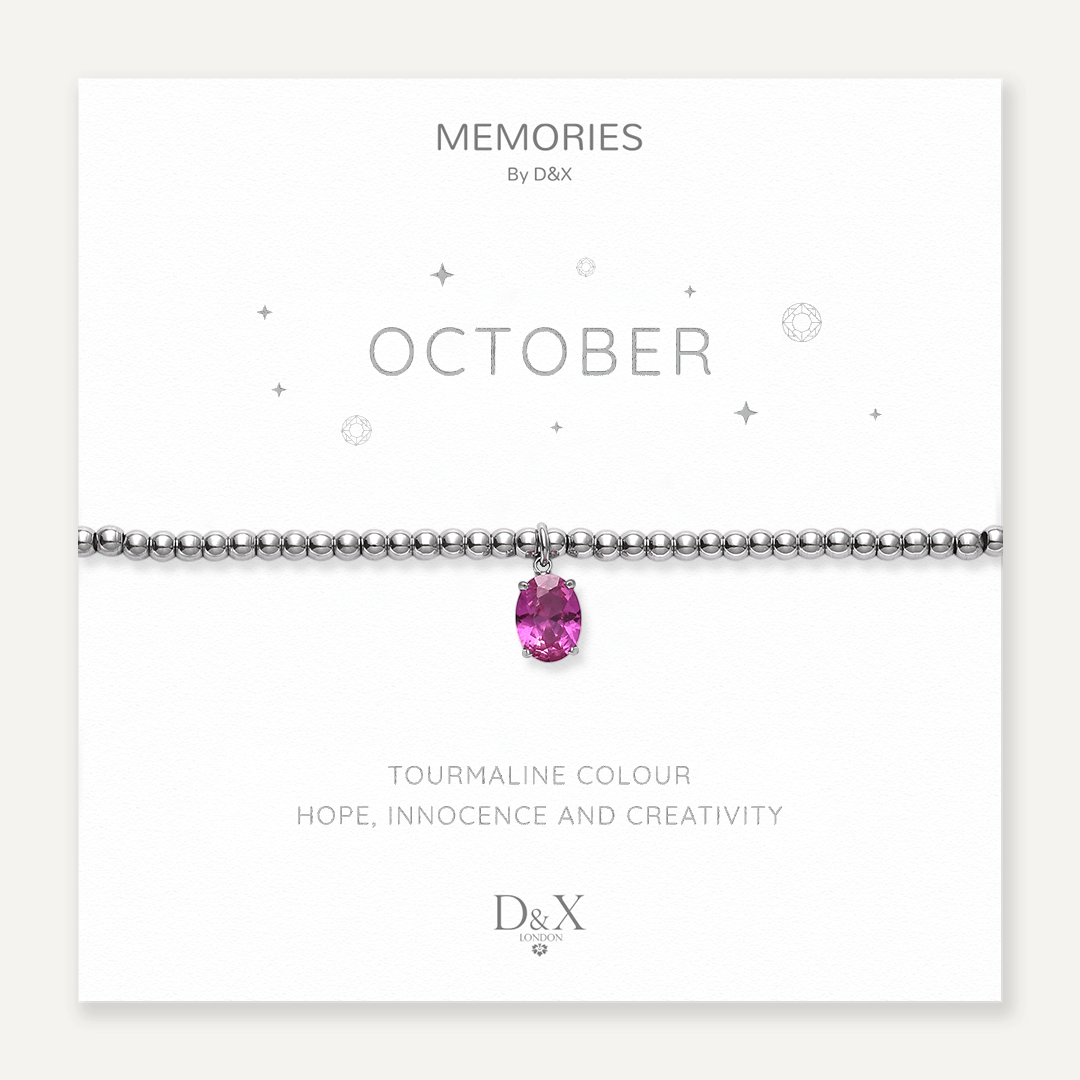 Memories: "OCTOBER" | Tourmaline Bracelet | White Gold-Plated