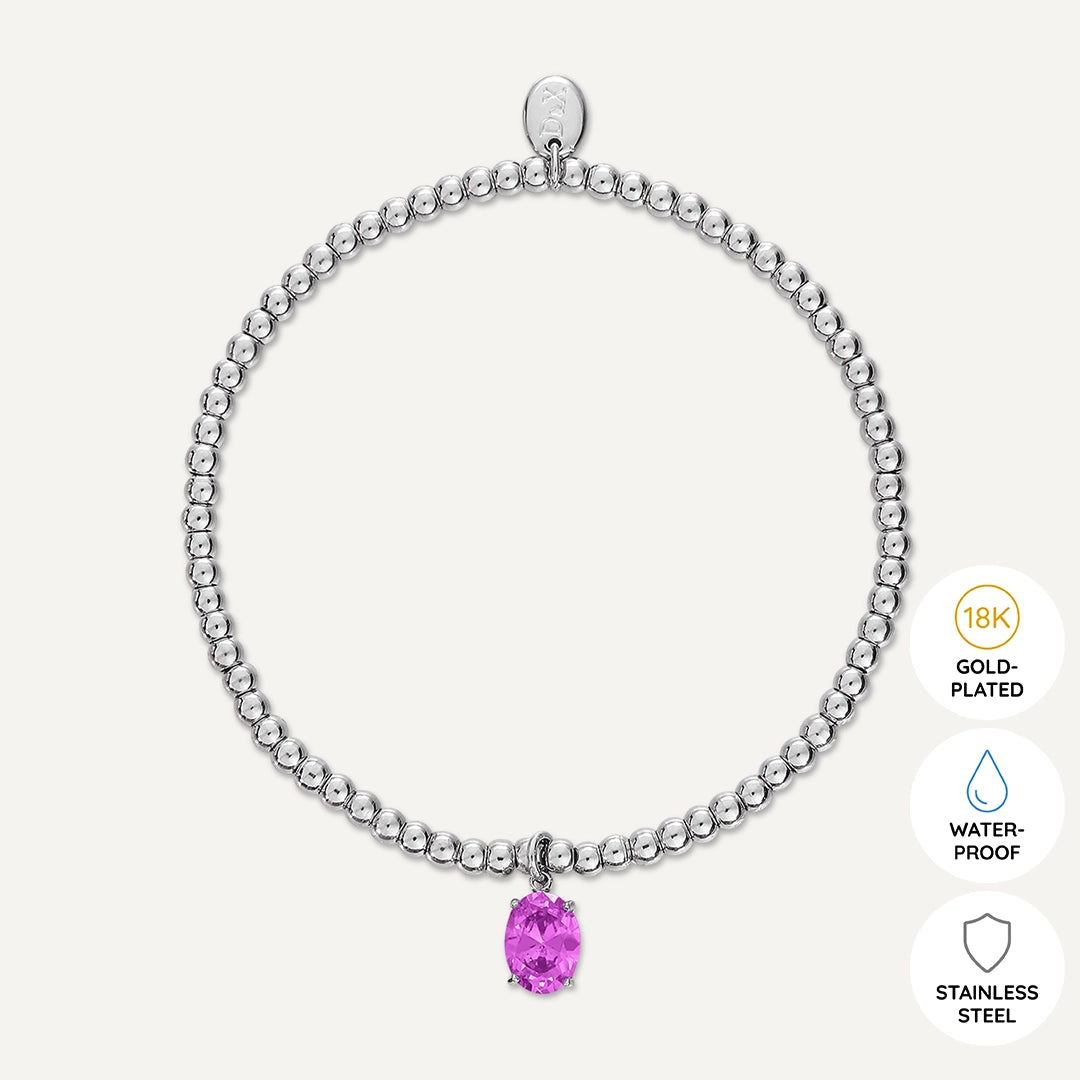 Memories: "OCTOBER" | Tourmaline Bracelet | White Gold-Plated