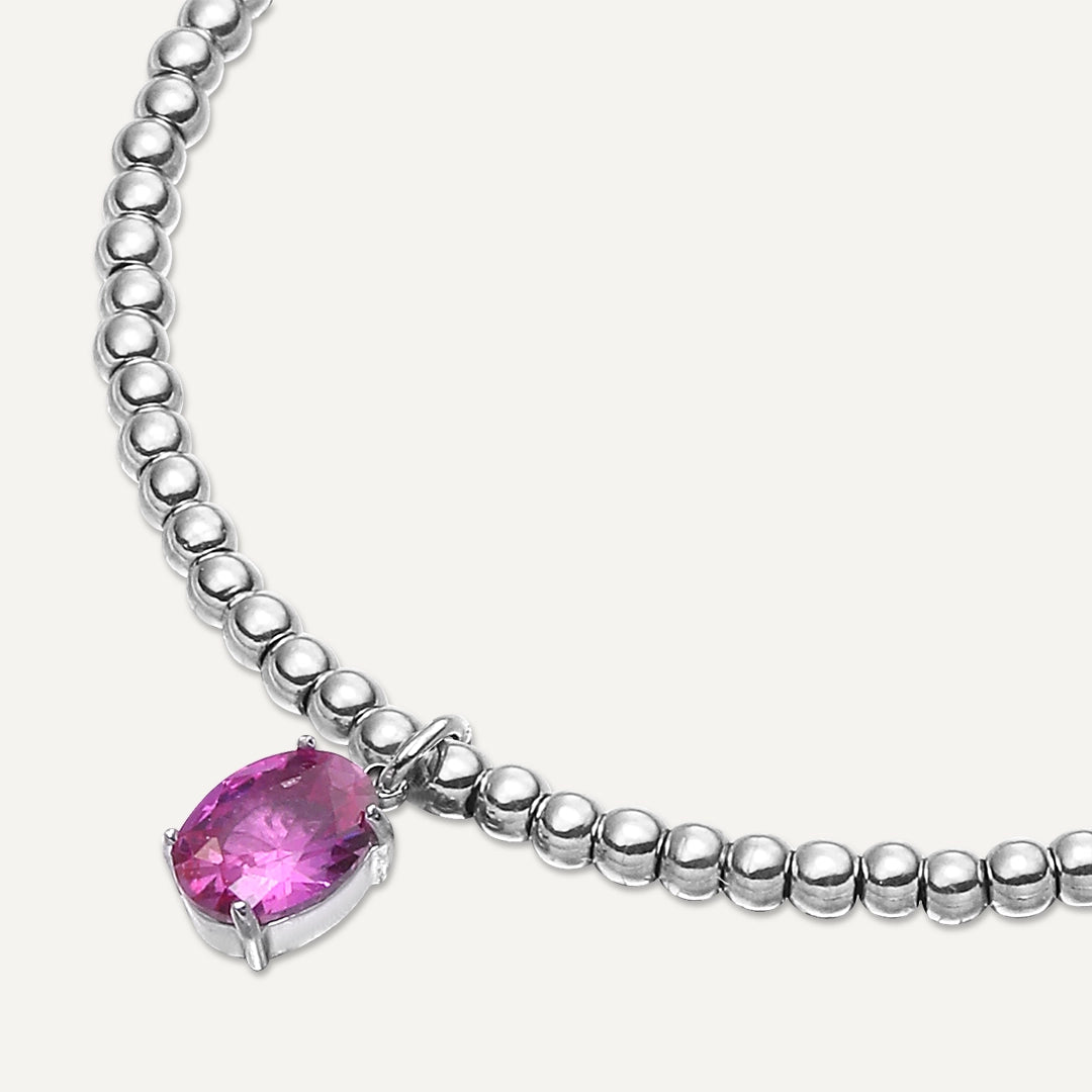 Memories: "OCTOBER" | Tourmaline Bracelet | White Gold-Plated