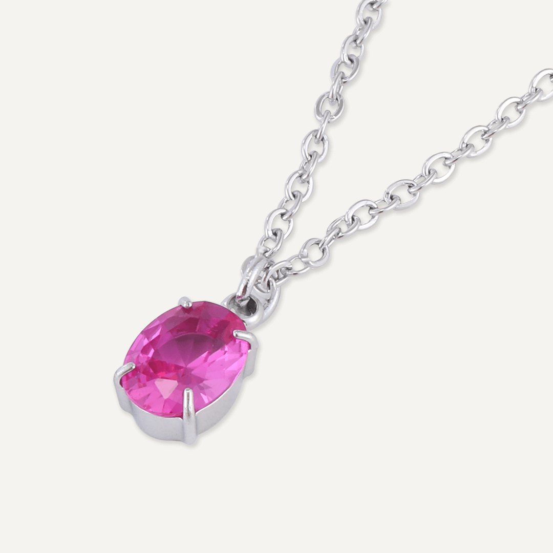 Memories: "OCTOBER" | Tourmaline Necklace | White Gold-Plated