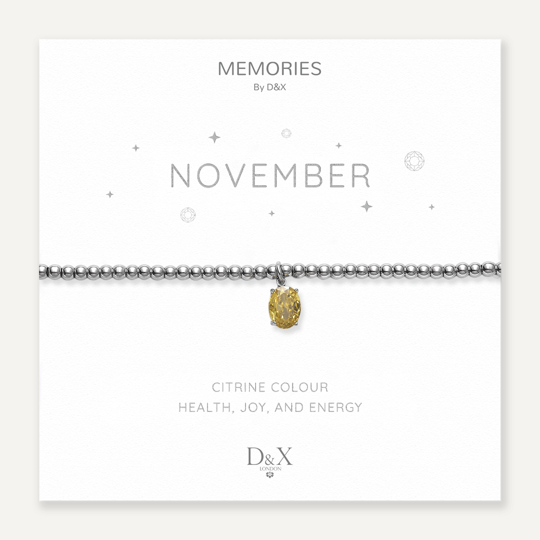 Memories: "NOVEMBER" | Citrine Bracelet | White Gold-Plated