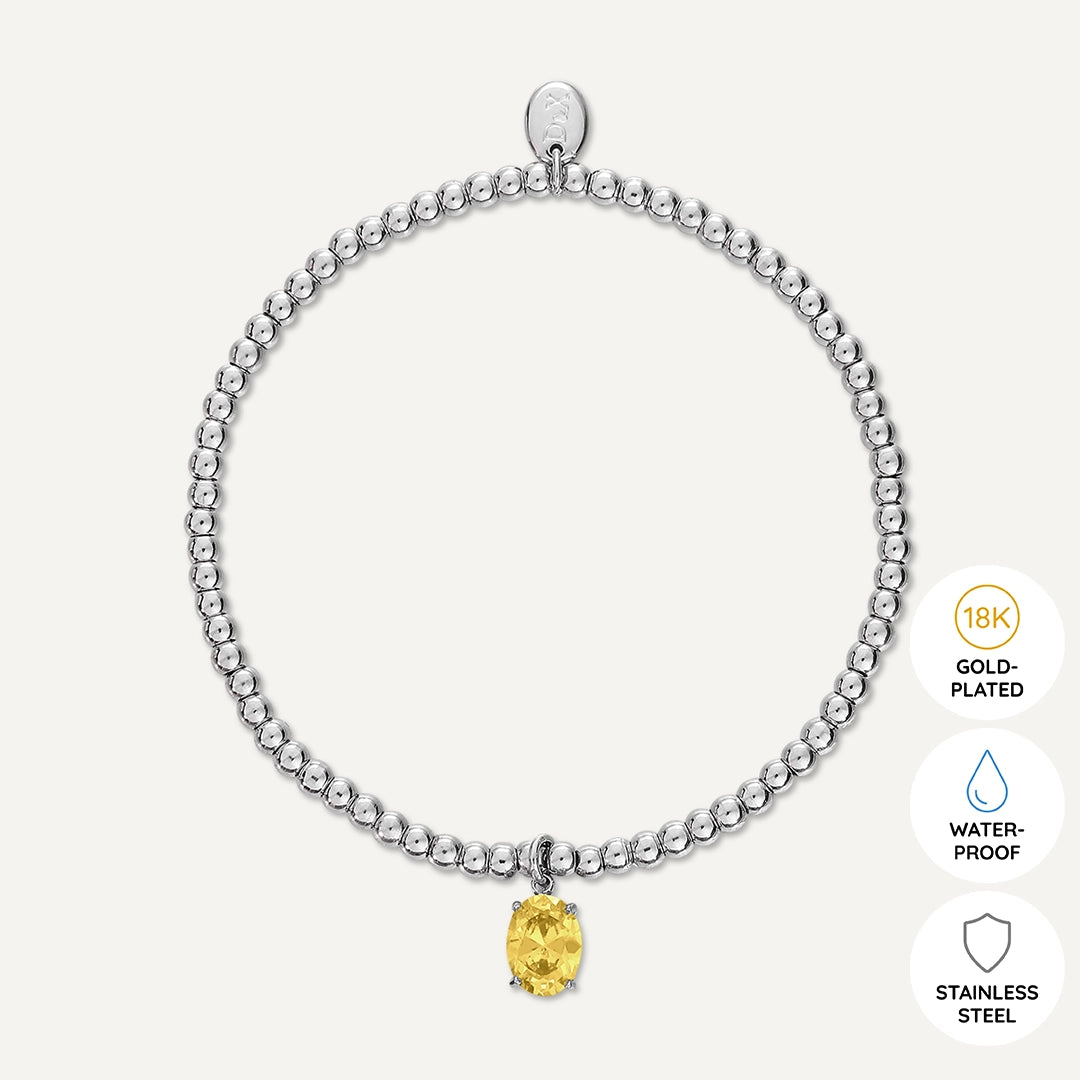 Memories: "NOVEMBER" | Citrine Bracelet | White Gold-Plated