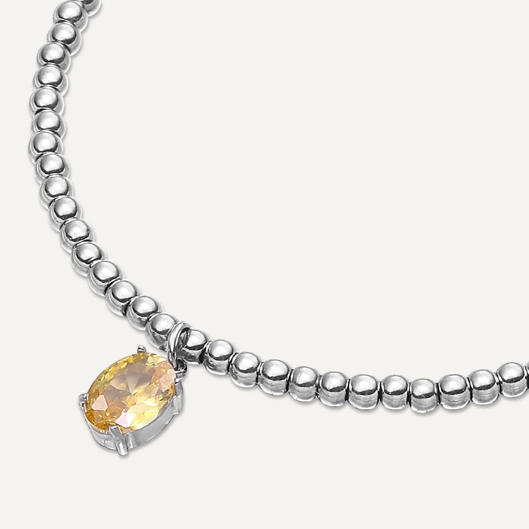 Memories: "NOVEMBER" | Citrine Bracelet | White Gold-Plated